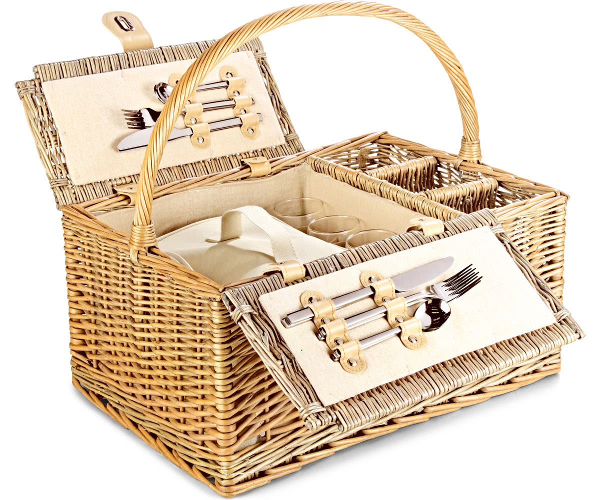 Luxury Picnic Basket, ThreeBottle Folding Hamper 19" Regency Hampers