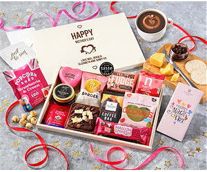 Mother's Day Pink Treats & Cheese Letterbox Hamper With Gourmet Coffee