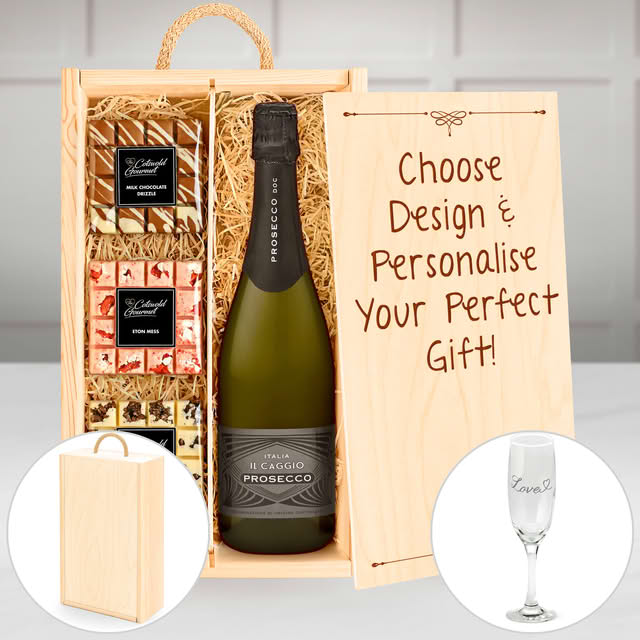 Regency Hampers Valentine's Day Personalised Chocolate Tasting Experience with Il Caggio, Prosecco, The Cotswold Gourmet, "Eton Mess" Strawberries & C