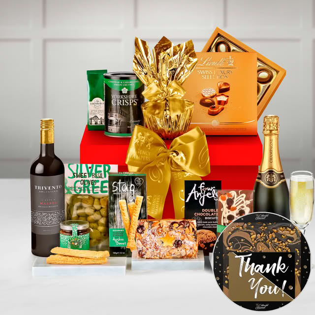 Thank You Knightsbridge Gift Box With Paul Langier Champagne in a Lidded Large Gift Box - Red (430mm X 315mm X 200mm