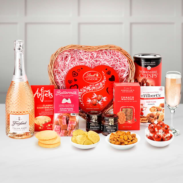 Regency Hampers New Home "Indulgence With Love" Gift Set Gift Hamper in a Willow Heart-Shaped Tray (W27.5cm X L27.5cm X H10c