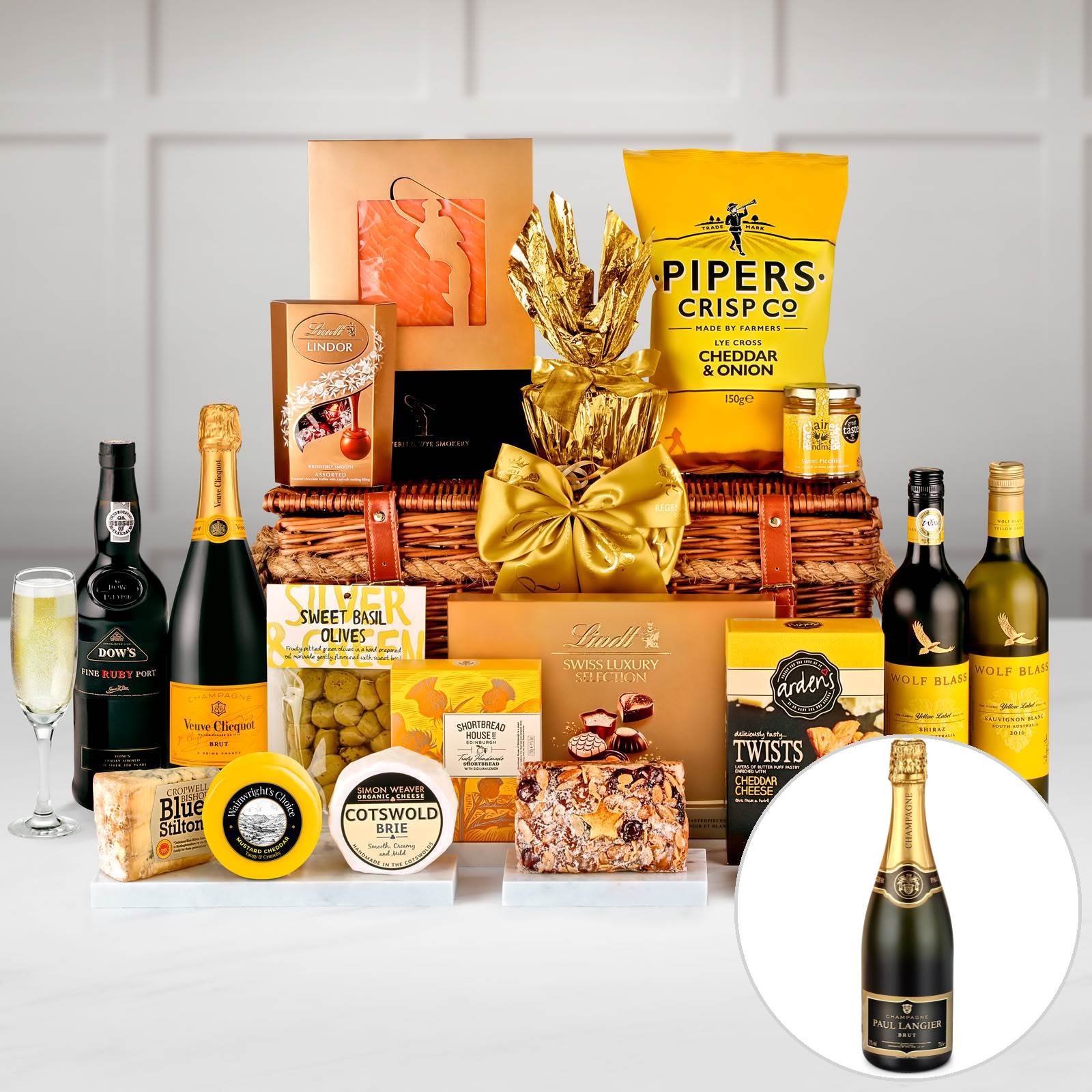 Retirement Sandringham Gift Hamper in a Handmade Willow Picnic Hamper