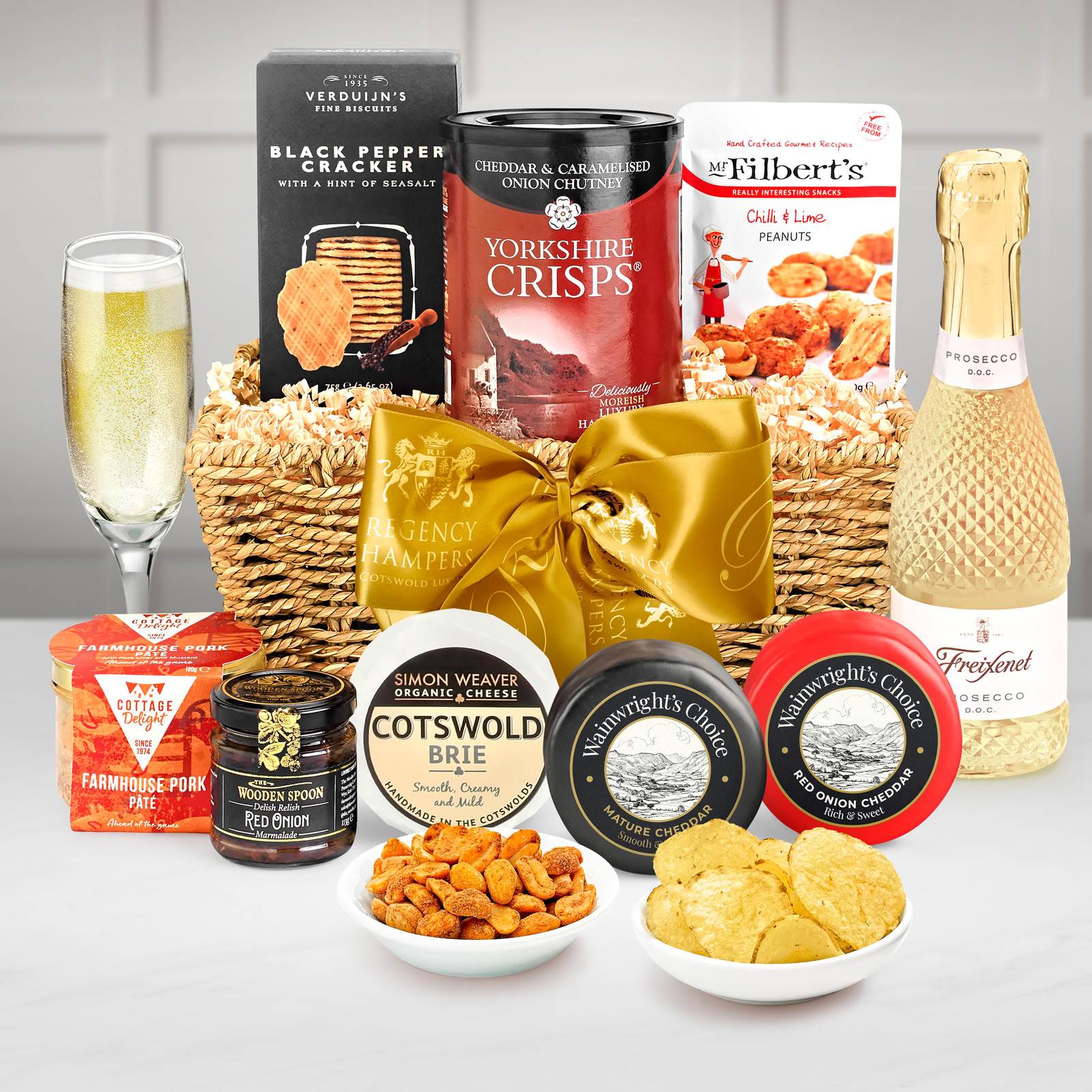 Regency Hampers New Home Chatterton Gift Hamper with Freixenet, Italian Sparkling Prosecco, 20cl in a Seagrass Tray