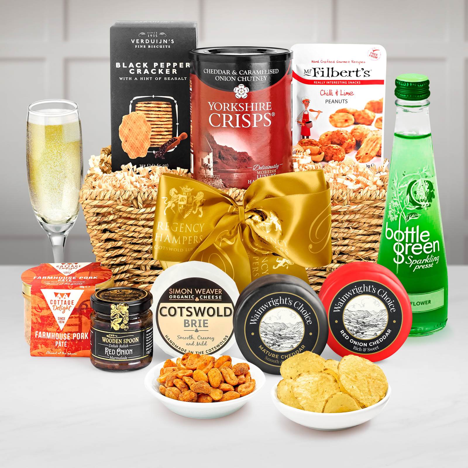 Regency Hampers Thank You Chatterton Alcohol-Free Gift Hamper with Bottlegreen Elderflower Sparkling Pressé in a Seagrass Tray