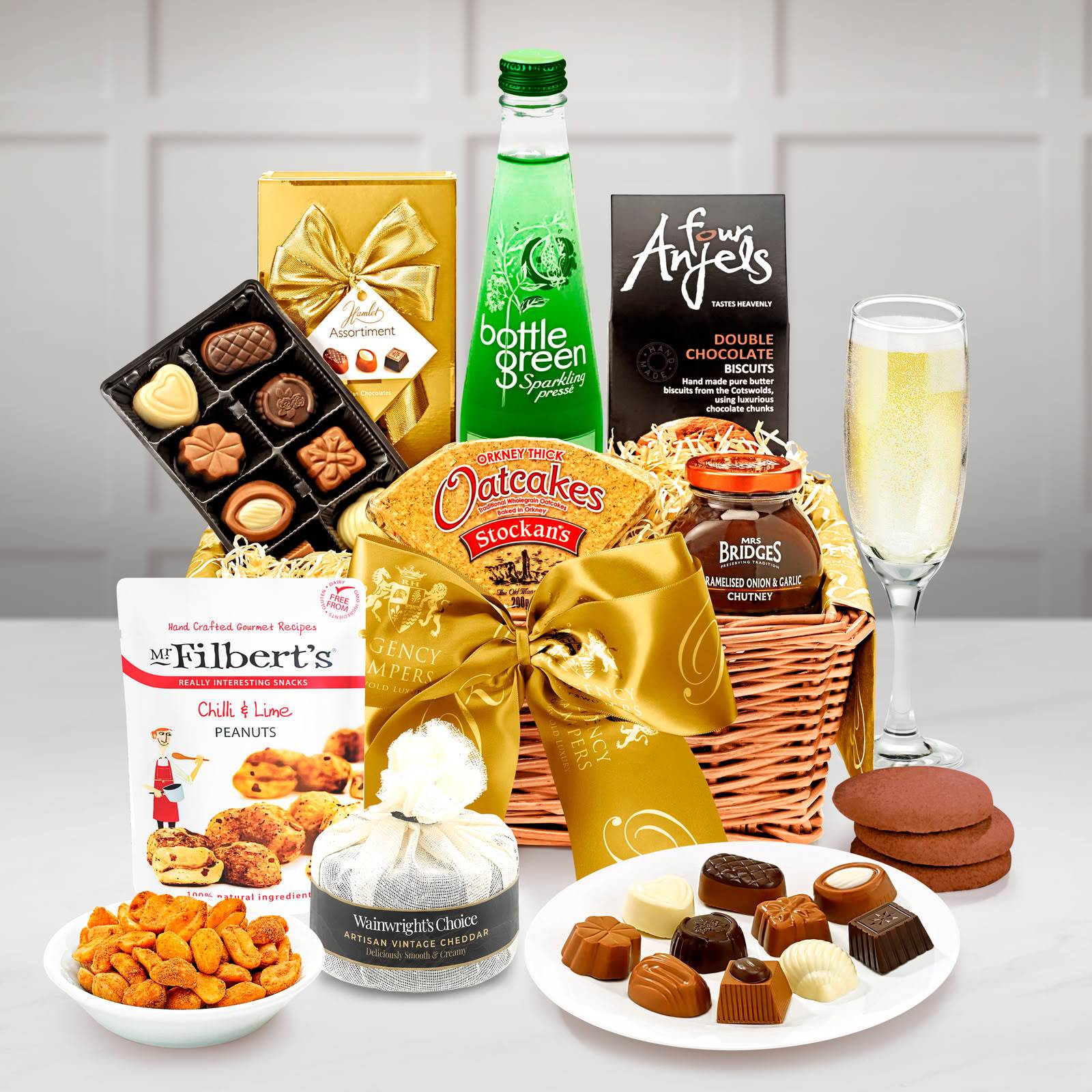 Regency Hampers Wordsworth Alcohol-Free Gift Hamper with Bottlegreen Pomegranate & Elderflower Pressé in a Seagrass Tray