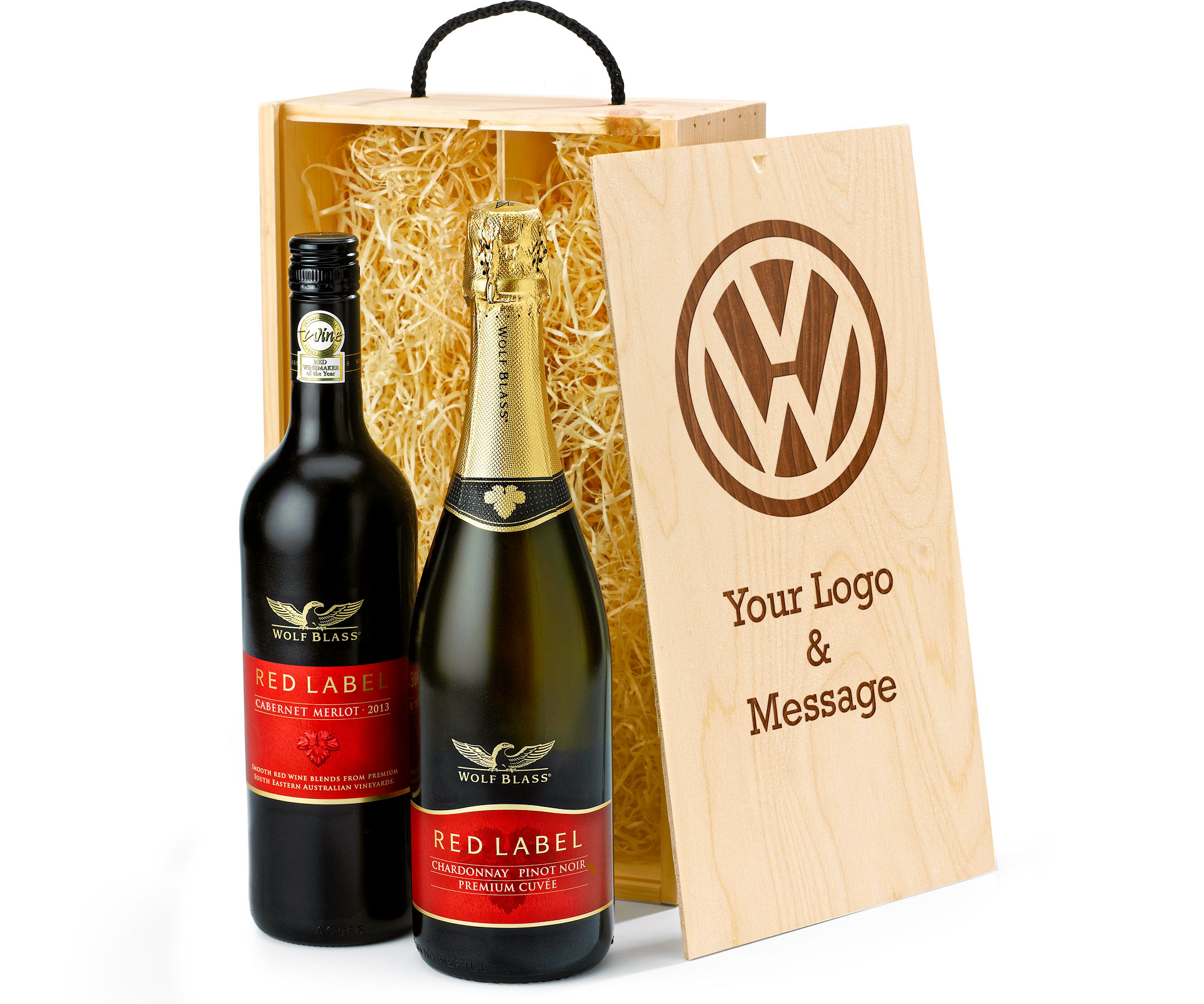 Perfect Birthday Christmas Gift Personalised Double Wooden Wine/Champagne Box Engraved with A Message of Your Choosing 