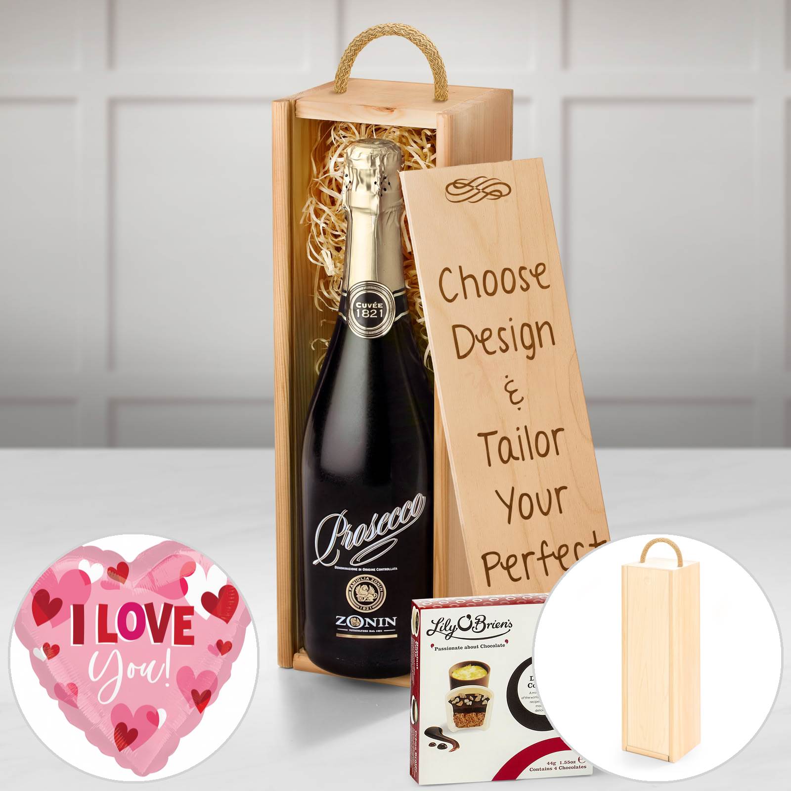 Regency Hampers Sparkling Prosecco & Chocolates Gift Box with Zonin 1821 Prosecco, Lily O'Brien's, Petit Indulgence Collection, 44g