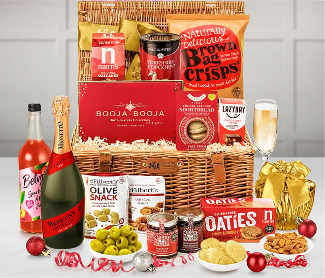 Luxury Vegan Christmas Hamper - Sparkling Prosecco, Chutney, Popcorn, Jam, Christmas Pudding & More