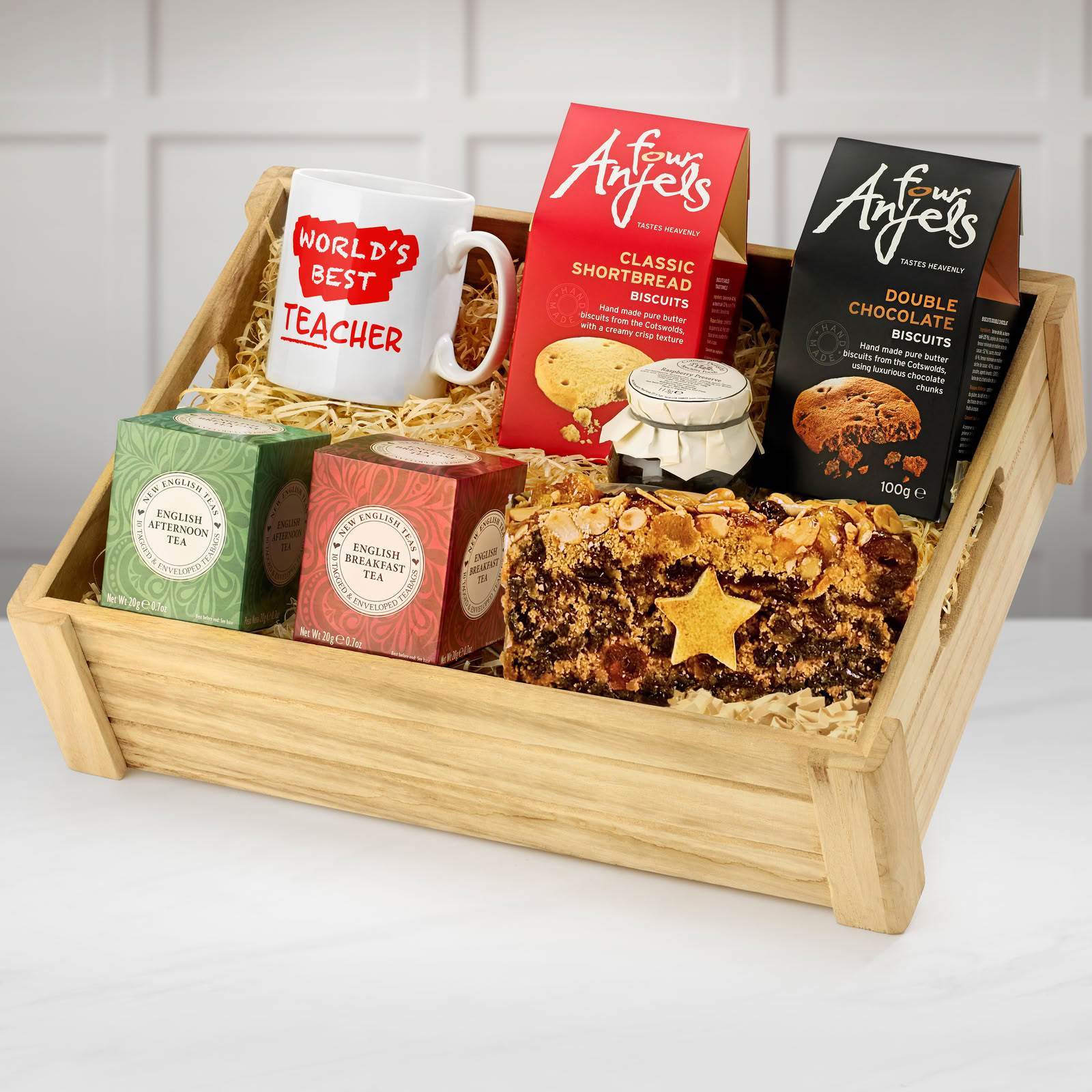 Regency Hampers Gifts For Teachers Tea Lover's Gift Set in Wood in a Wooden Crate