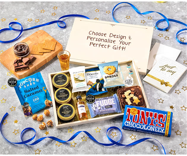 Tea Time Cake, Chocolate & Nibbles Letterbox Hamper With Martell Cognac