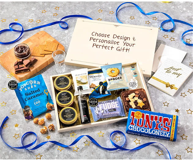 Tea Time Cake, Chocolate & Nibbles Letterbox Hamper With Williams Gin