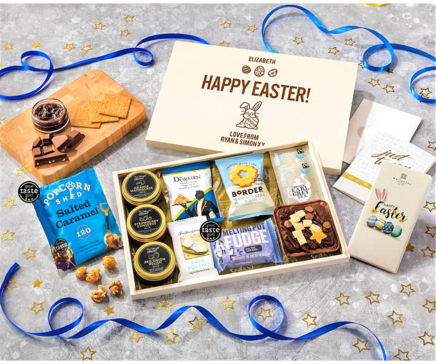 Easter Tea Time Cake, Chocolate & Nibbles Letterbox Hamper