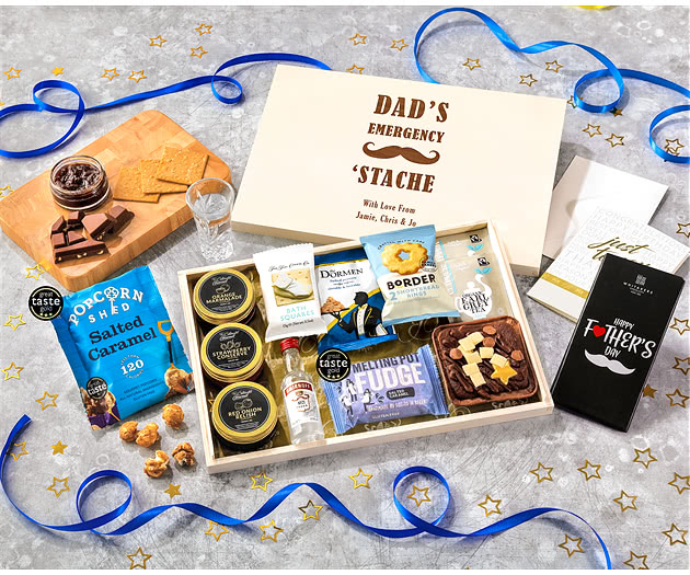 Father's Day Tea Time Cake, Chocolate & Nibbles Letterbox Hamper With Smirnoff Vodka