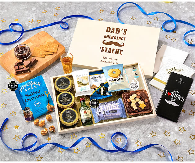 Father's Day Tea Time Cake, Chocolate & Nibbles Letterbox Hamper With Jameson Whisky