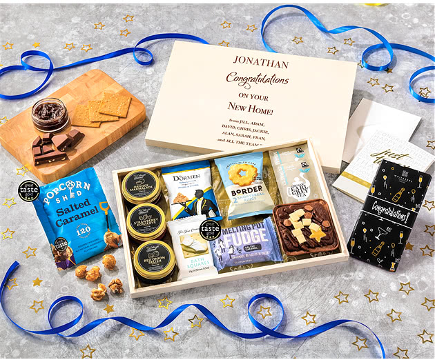 Housewarming Tea Time Cake, Chocolate & Nibbles Letterbox Hamper