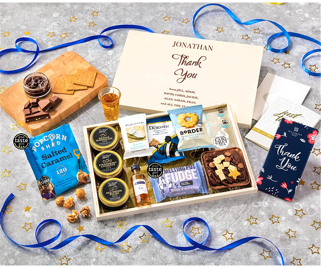 Thank You Tea Time Cake, Chocolate & Nibbles Letterbox Hamper With Martell Cognac