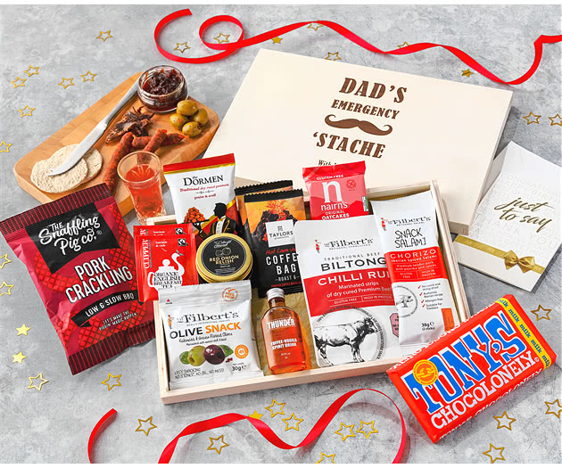 Father's Day Gentleman's Coffee & Spicy Bites Letterbox Hamper With Toffee Vodka