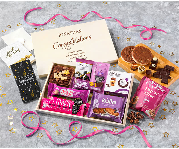Congratulations Hot Chocolate, Cake & Sweet Treat Letterbox Hamper