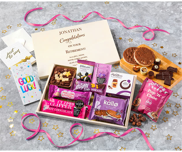 Retirement Hot Chocolate, Cake & Sweet Treat Letterbox Hamper