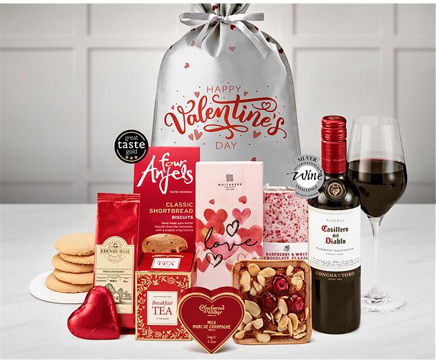 Valentine's Day Treats Gift with Red Wine