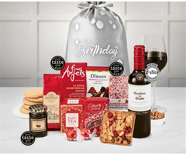 Birthday Delicious Delights Gift with Red Wine