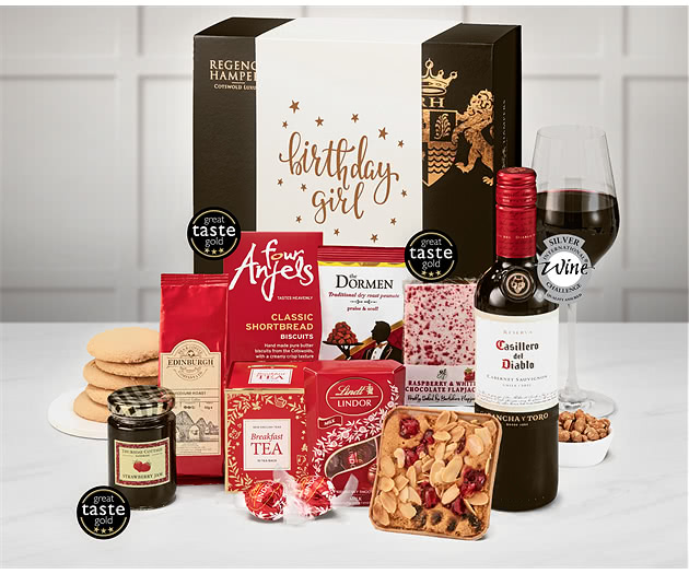 Birthday For Her Delicious Delights Box with Red Wine