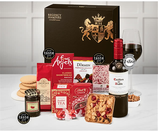 Delicious Delights Box with Red Wine
