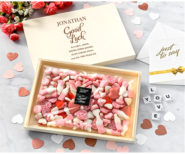 Good Luck Bumper Sweet Heart & Pink Treats Letterbox Hamper