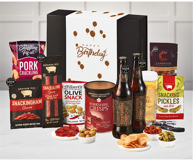 Birthday Essential Pub Session Snacks Box with Hawkstone Ciders