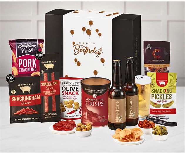 Birthday Essential Pub Session Snacks Box with Hawkstone Ales