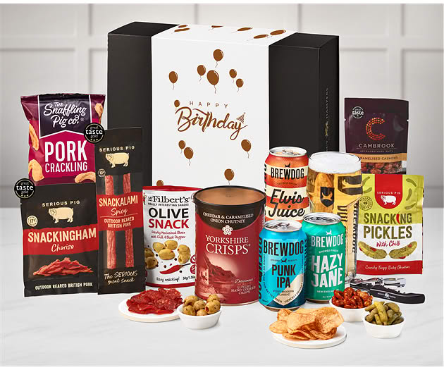 Birthday Essential Pub Session Snacks Box with Brewdog Beer Selection