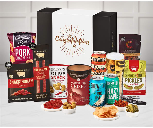 Congratulations Essential Pub Session Snacks Box with Brewdog Beer Selection