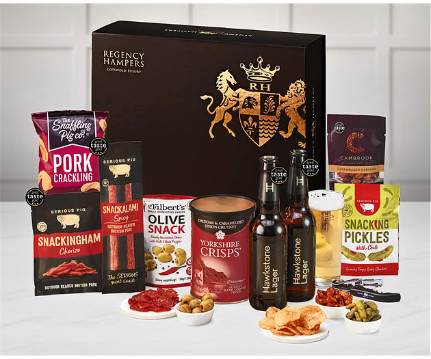Good Luck Essential Pub Session Snacks Box with Hawkstone Lagers