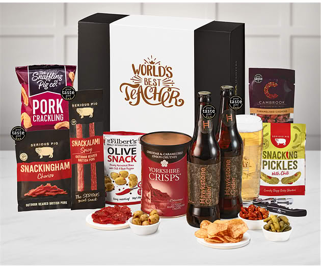 Great Teacher Essential Pub Session Snacks Box with Hawkstone Ciders