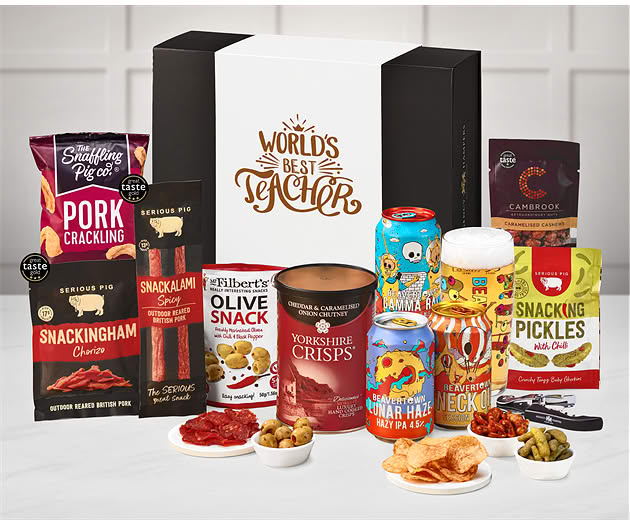 Great Teacher Essential Pub Session Snacks Box with Beavertown Ales