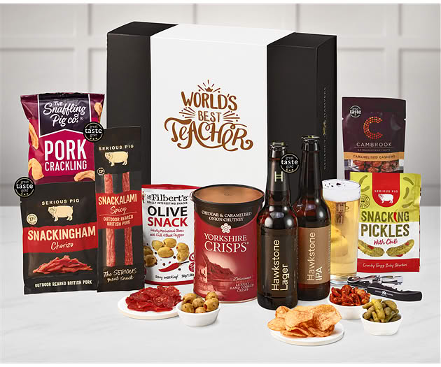 Great Teacher Essential Pub Session Snacks Box with Hawkstone Beer Selection