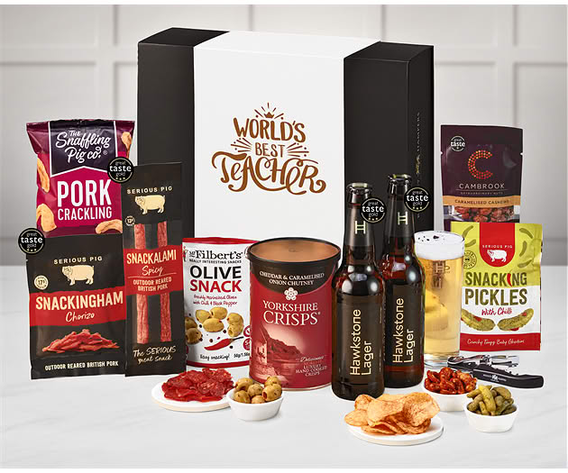 Great Teacher Essential Pub Session Snacks Box with Hawkstone Lagers