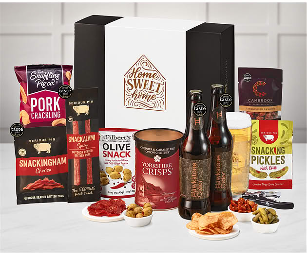 New Home Essential Pub Session Snacks Box with Hawkstone Ciders