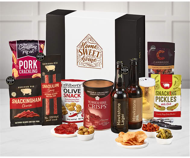 New Home Essential Pub Session Snacks Box with Hawkstone Beer Selection