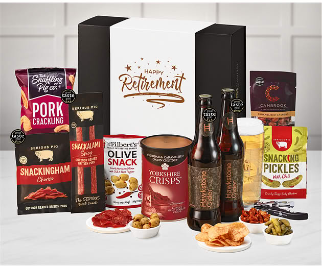 Retirement Essential Pub Session Snacks Box with Hawkstone Ciders