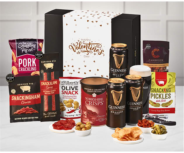Valentine's Day Essential Pub Session Snacks Box with Guinness
