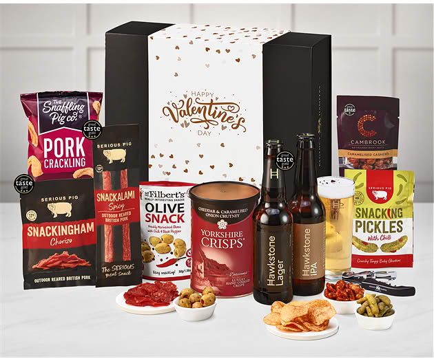 Valentine's Day Essential Pub Session Snacks Box with Hawkstone Beer Selection