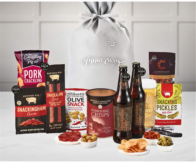 Anniversary Essential Pub Session Snacks Gift with Hawkstone Ciders