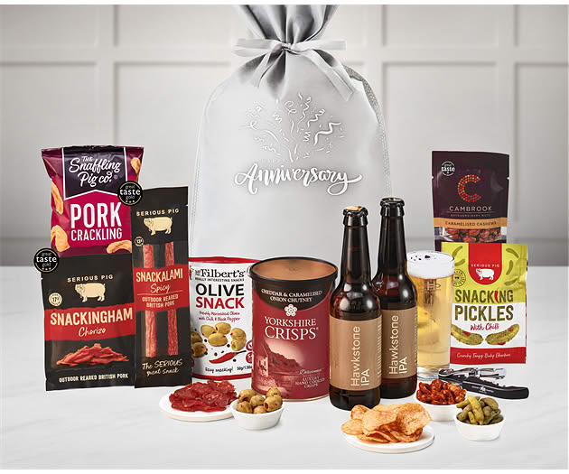 Anniversary Essential Pub Session Snacks Gift with Hawkstone Ales