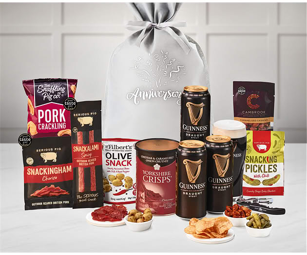 Anniversary Essential Pub Session Snacks Gift with Guinness