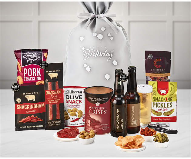 Birthday Essential Pub Session Snacks Gift with Hawkstone Beer Selection