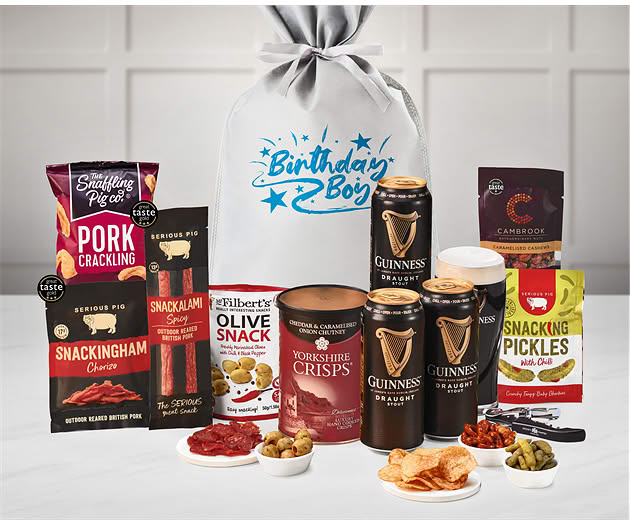 Birthday For Him Essential Pub Session Snacks Gift with Guinness