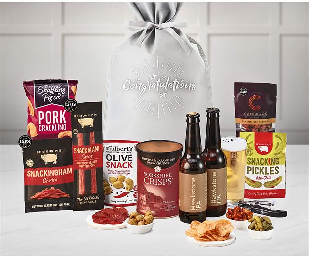 Congratulations Essential Pub Session Snacks Gift with Hawkstone Ales