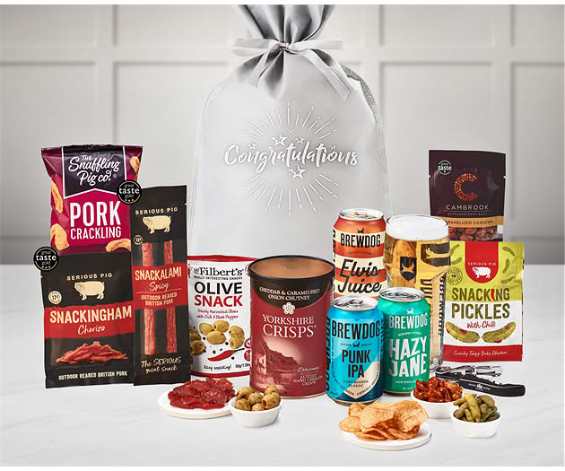 Congratulations Essential Pub Session Snacks Gift with Brewdog Beer Selection