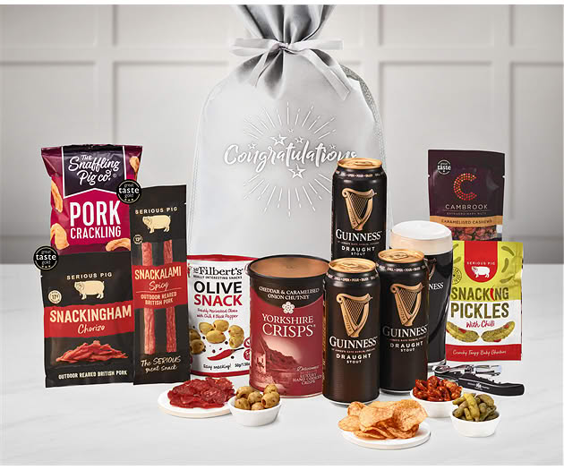 Congratulations Essential Pub Session Snacks Gift with Guinness